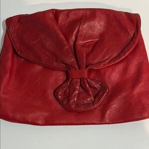 Vintage Jordan Marsh Red Genuine Leather Clutch – Made in Italy WPL 3162